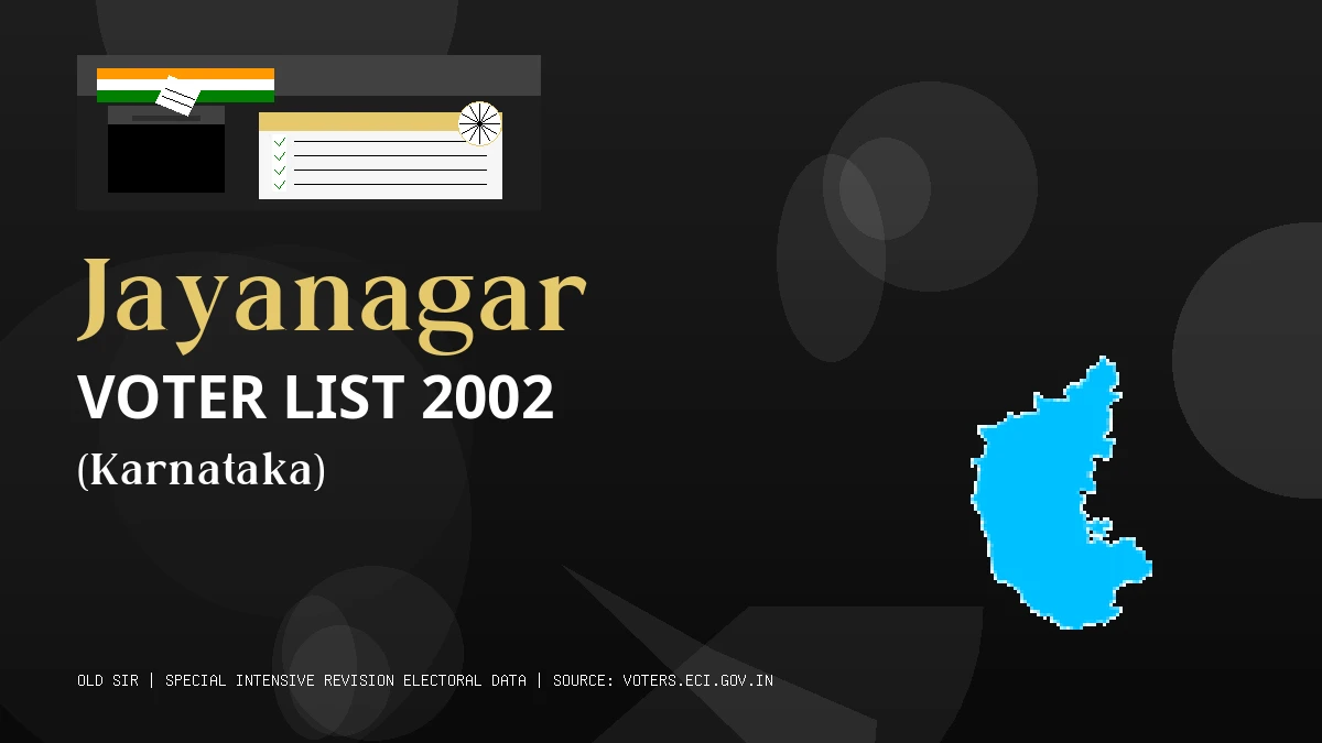 Jayanagar Voter List 2002 PDF Download Karnataka