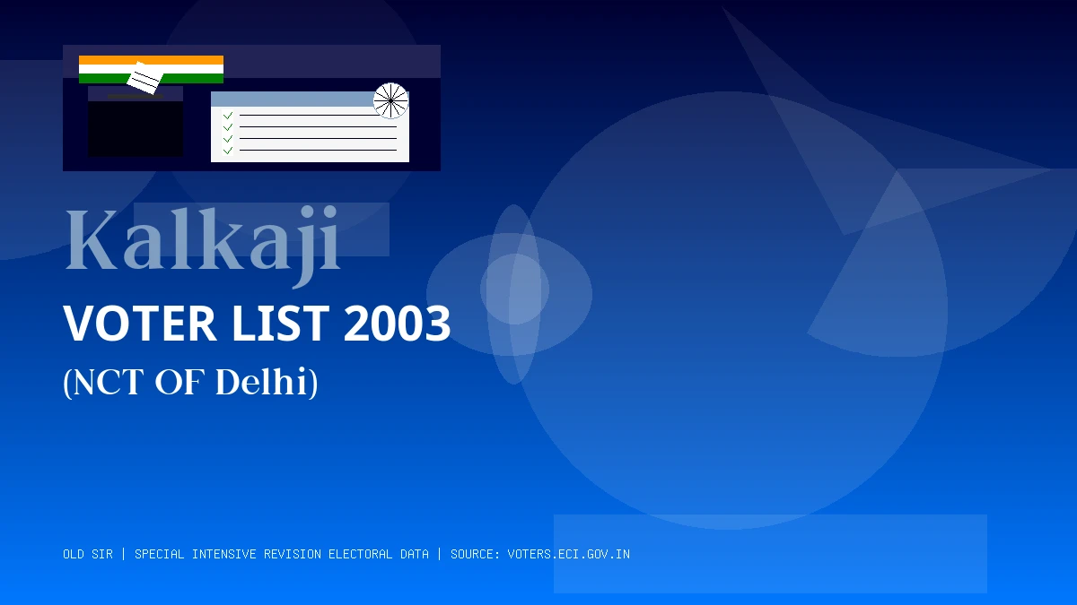 Kalkaji Voter List 2003 PDF Download NCT OF Delhi