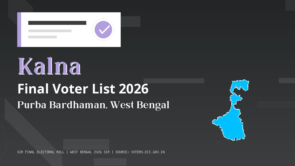 Kalna Final Voter List 2026 West Bengal