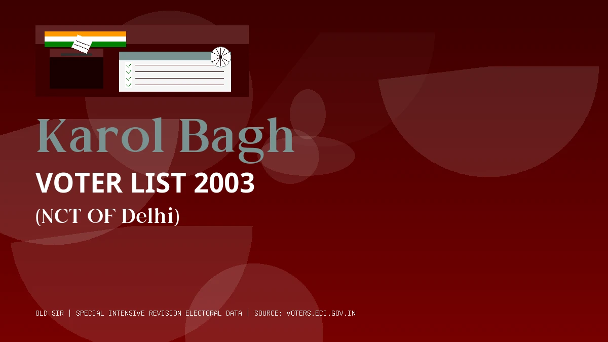 Karol Bagh Voter List 2003 PDF Download NCT OF Delhi
