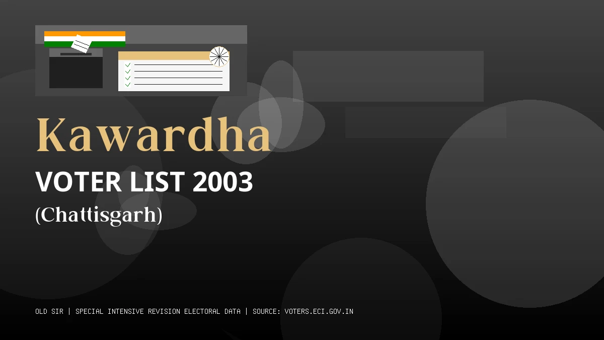 Kawardha Voter List 2003 PDF Download Chattisgarh