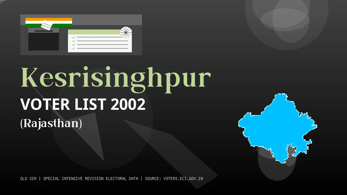 Kesrisinghpur Voter List 2002 PDF Download Rajasthan