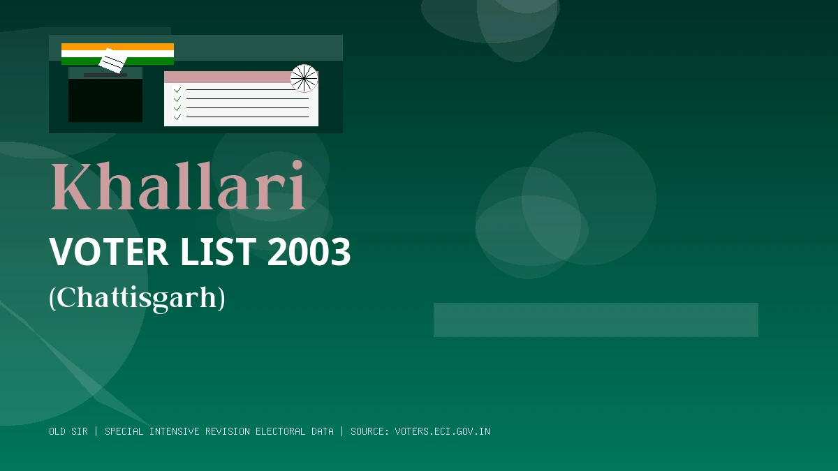 Khallari Voter List 2003 PDF Download Chattisgarh