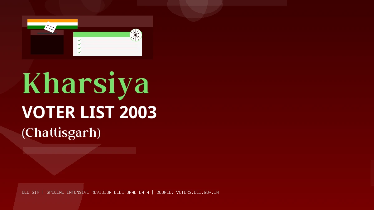 Kharsiya Voter List 2003 PDF Download Chattisgarh