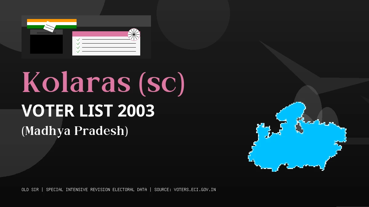 Kolaras (sc) Voter List 2003 PDF Download Madhya Pradesh