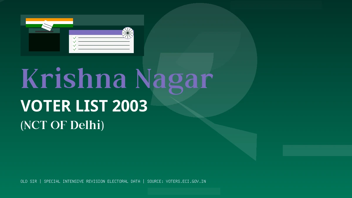 Krishna Nagar Voter List 2003 PDF Download NCT OF Delhi