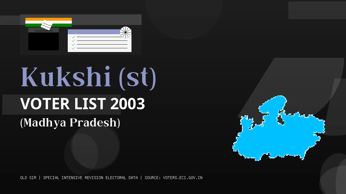 Kukshi (st) Voter List 2003 PDF Download Madhya Pradesh