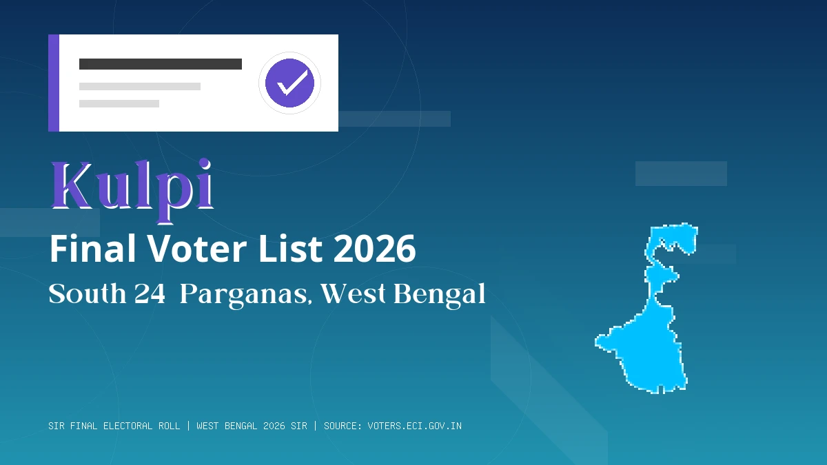 Kulpi Final Voter List 2026 West Bengal