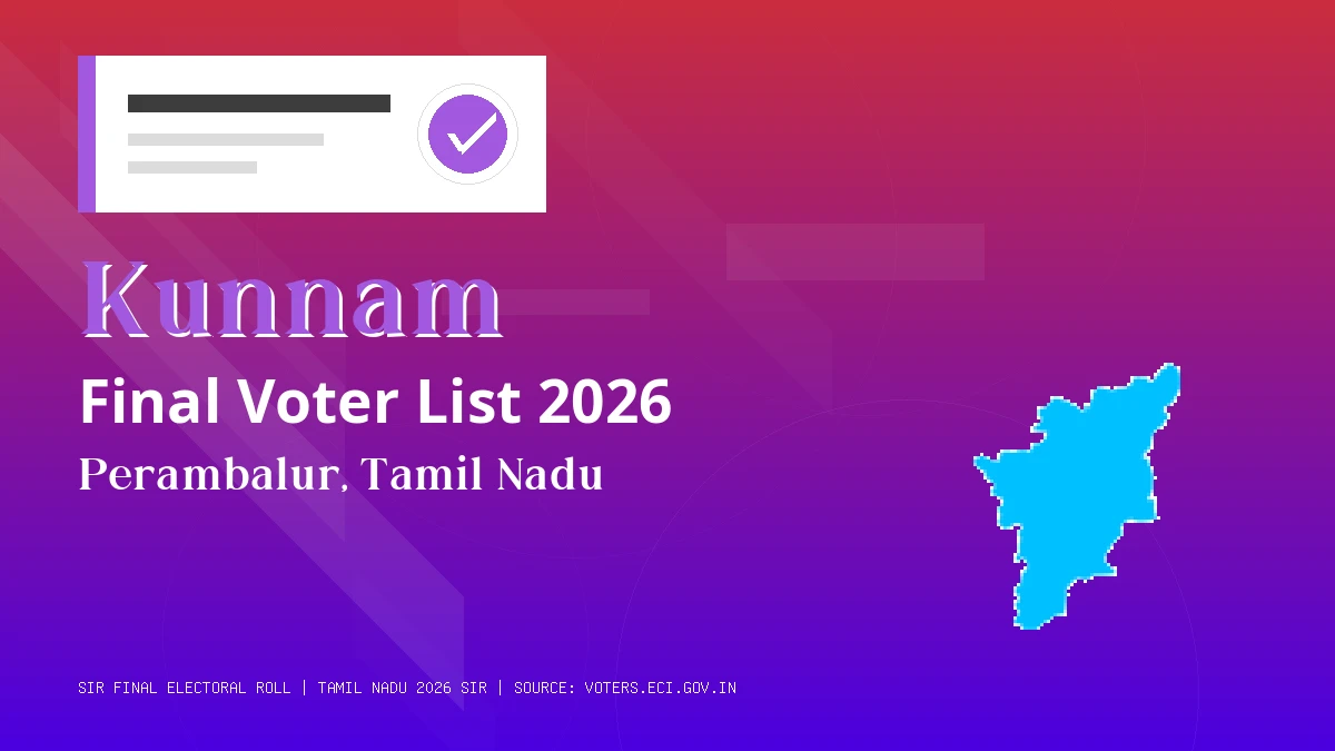 Kunnam Final Voter List 2026 Tamil Nadu