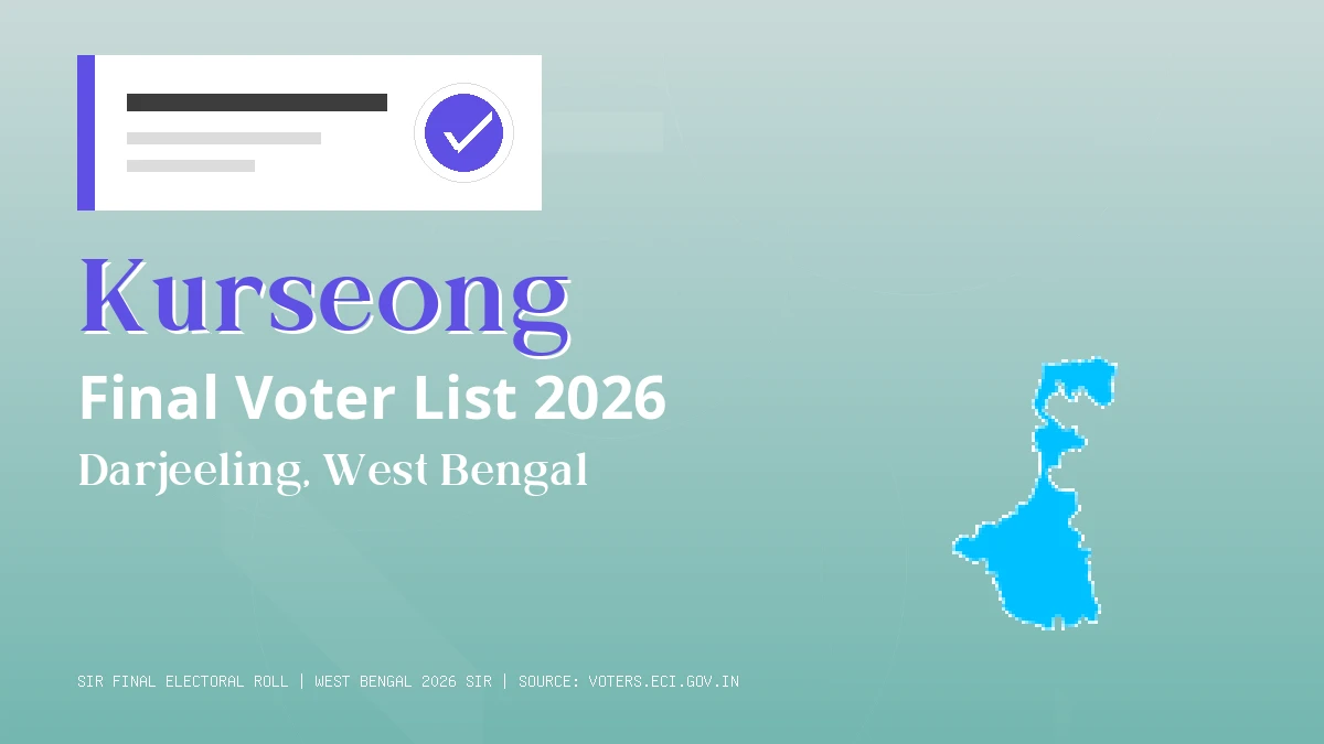 Kurseong Final Voter List 2026 West Bengal