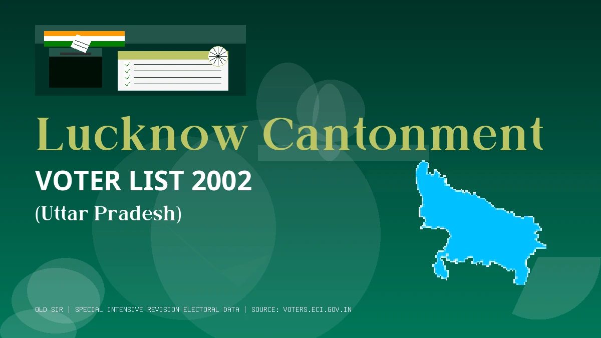 Lucknow Cantonment Voter List 2002 PDF Download Uttar Pradesh