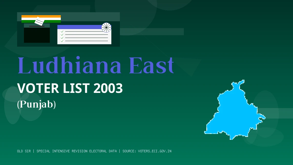 Ludhiana East Voter List 2003 PDF Download Punjab