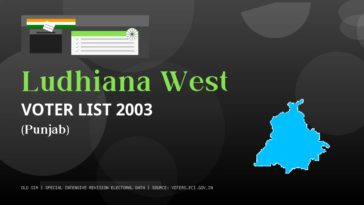 Ludhiana West Voter List 2003 PDF Download Punjab