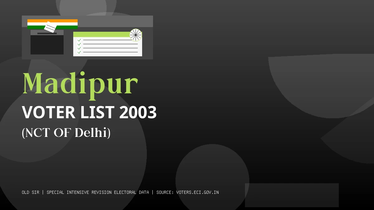 Madipur Voter List 2003 PDF Download NCT OF Delhi