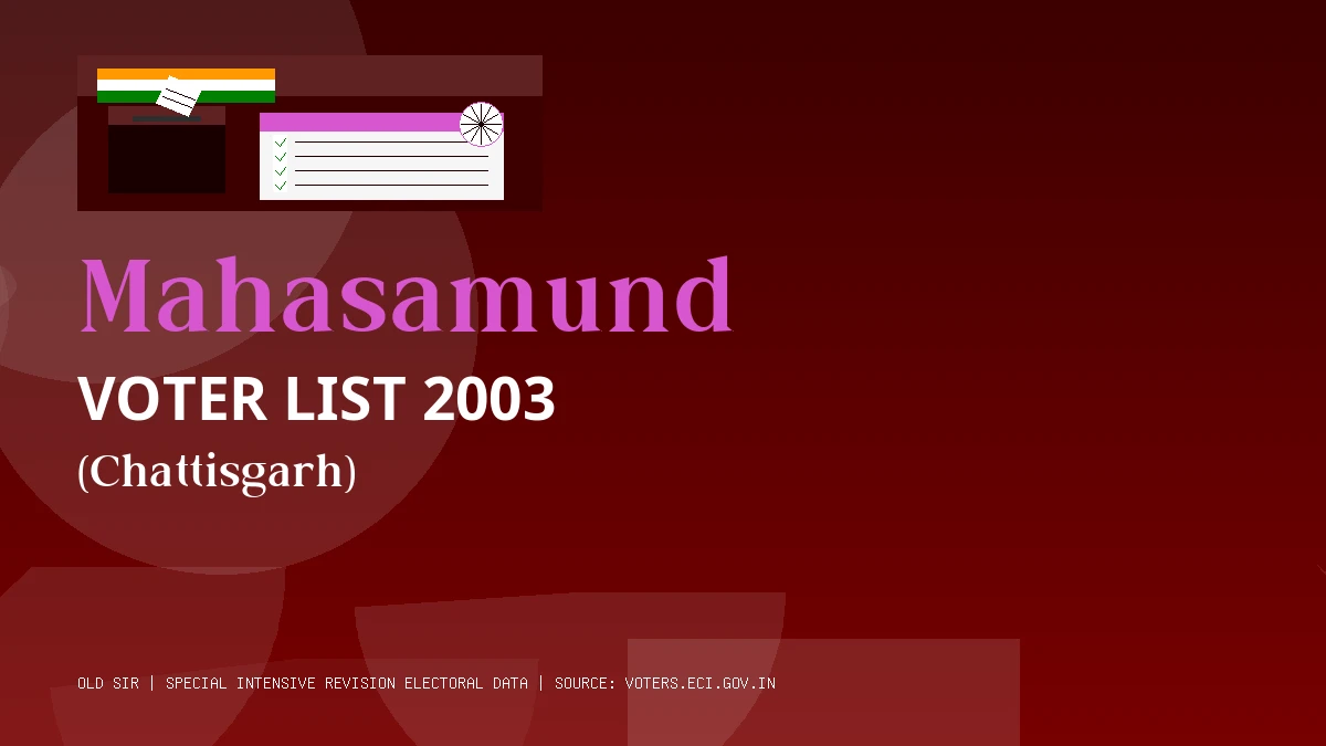 Mahasamund Voter List 2003 PDF Download Chattisgarh