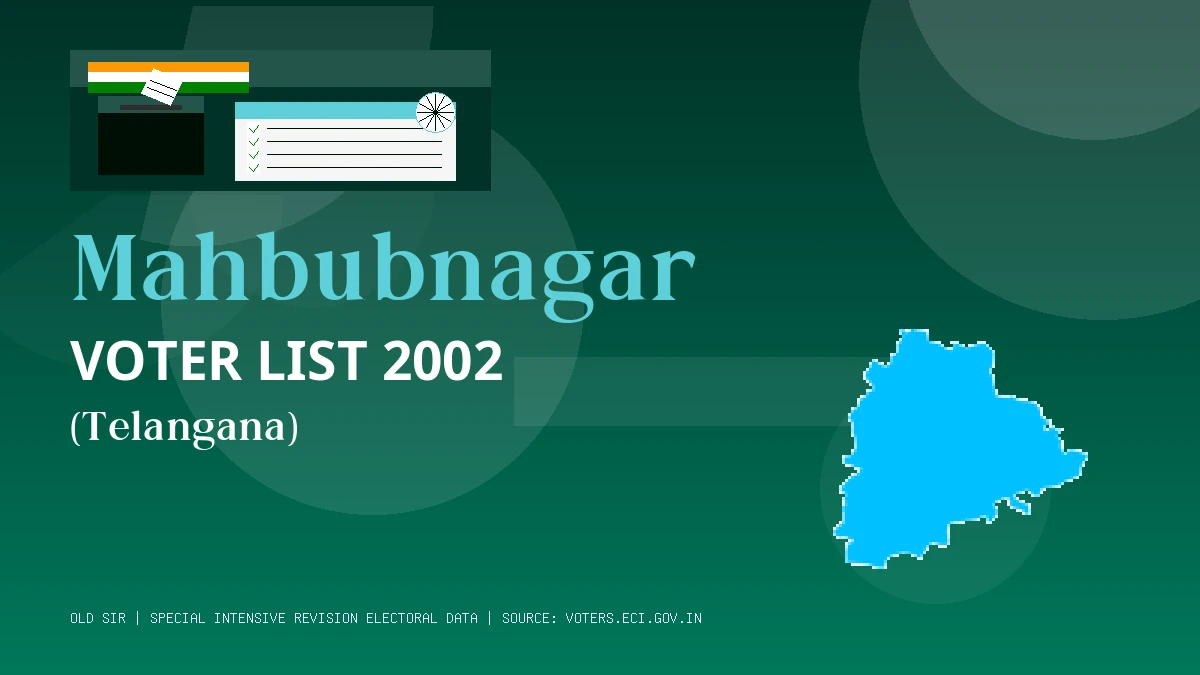Mahbubnagar Voter List 2002 PDF Download Telangana