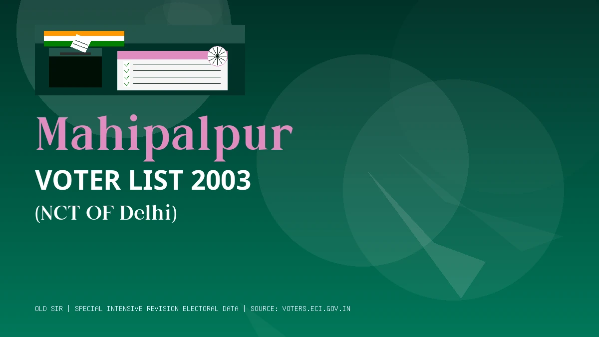 Mahipalpur Voter List 2003 PDF Download NCT OF Delhi