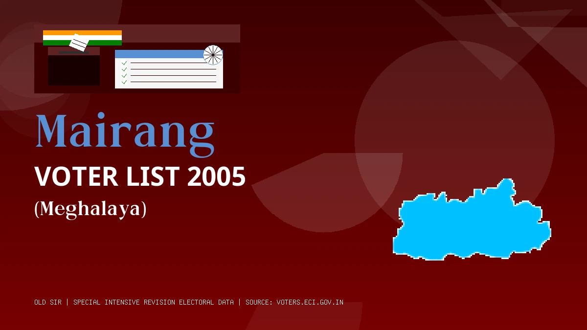 Mairang Voter List 2005 PDF Download Meghalaya