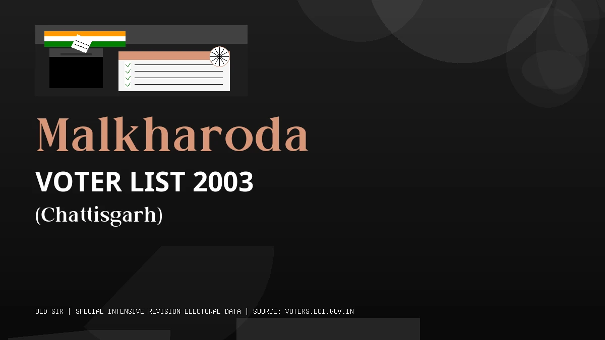 Malkharoda Voter List 2003 PDF Download Chattisgarh