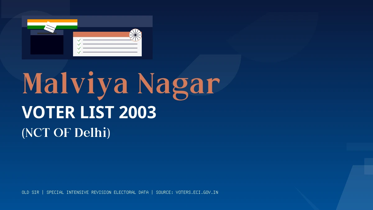 Malviya Nagar Voter List 2003 PDF Download NCT OF Delhi
