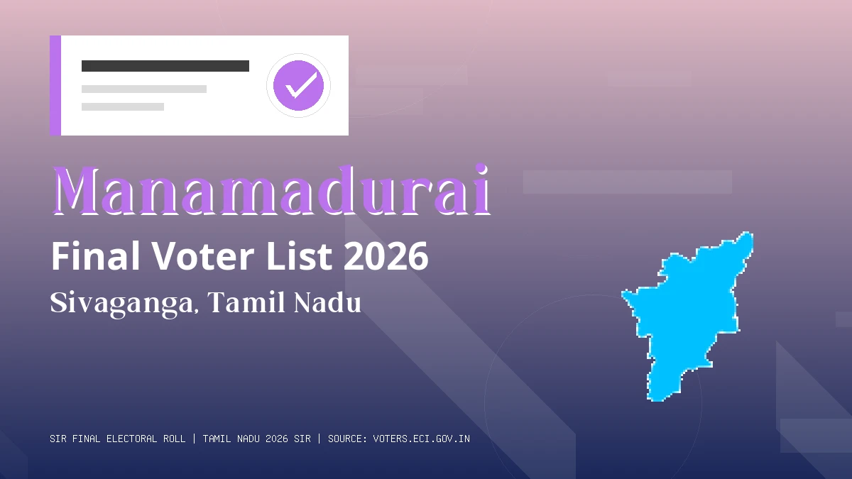 Manamadurai Final Voter List 2026 Tamil Nadu