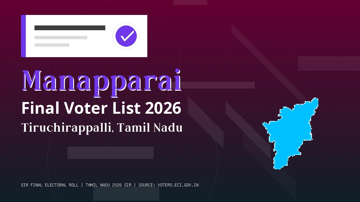 Manapparai Final Voter List 2026 Tamil Nadu