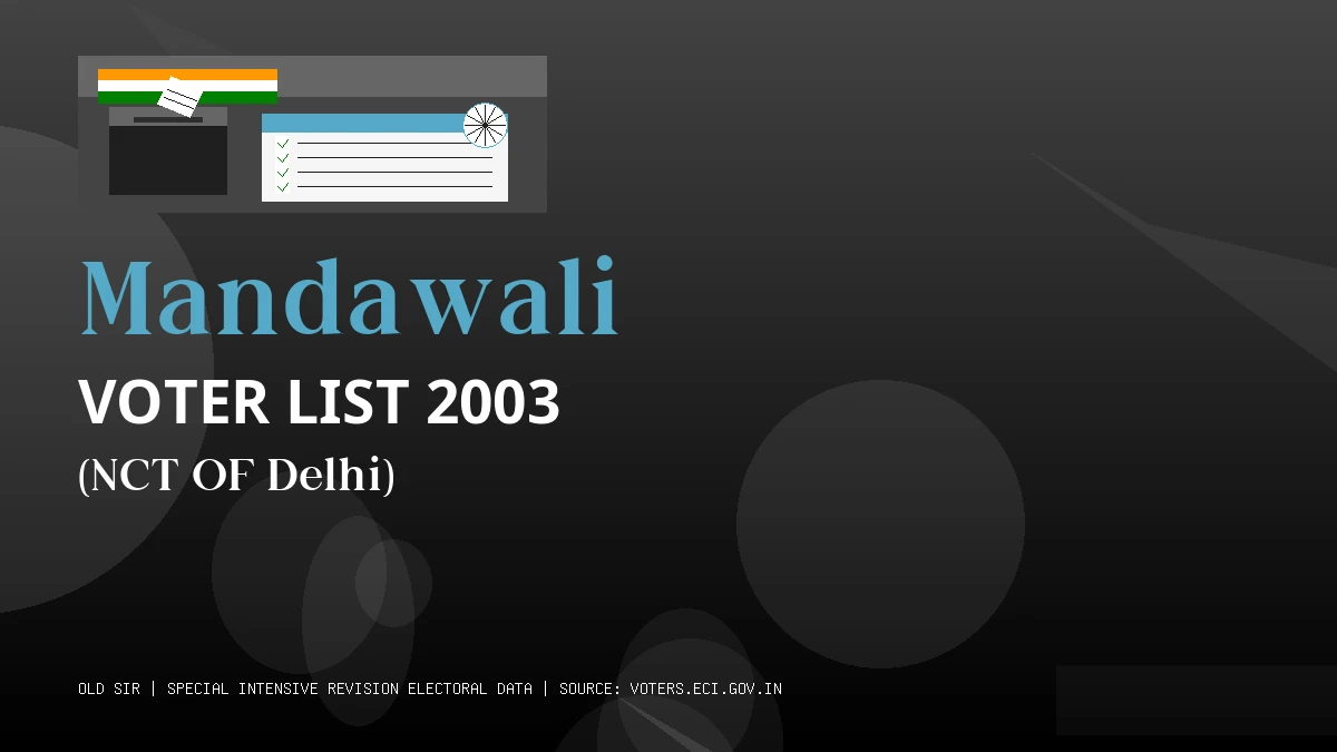 Mandawali Voter List 2003 PDF Download NCT OF Delhi