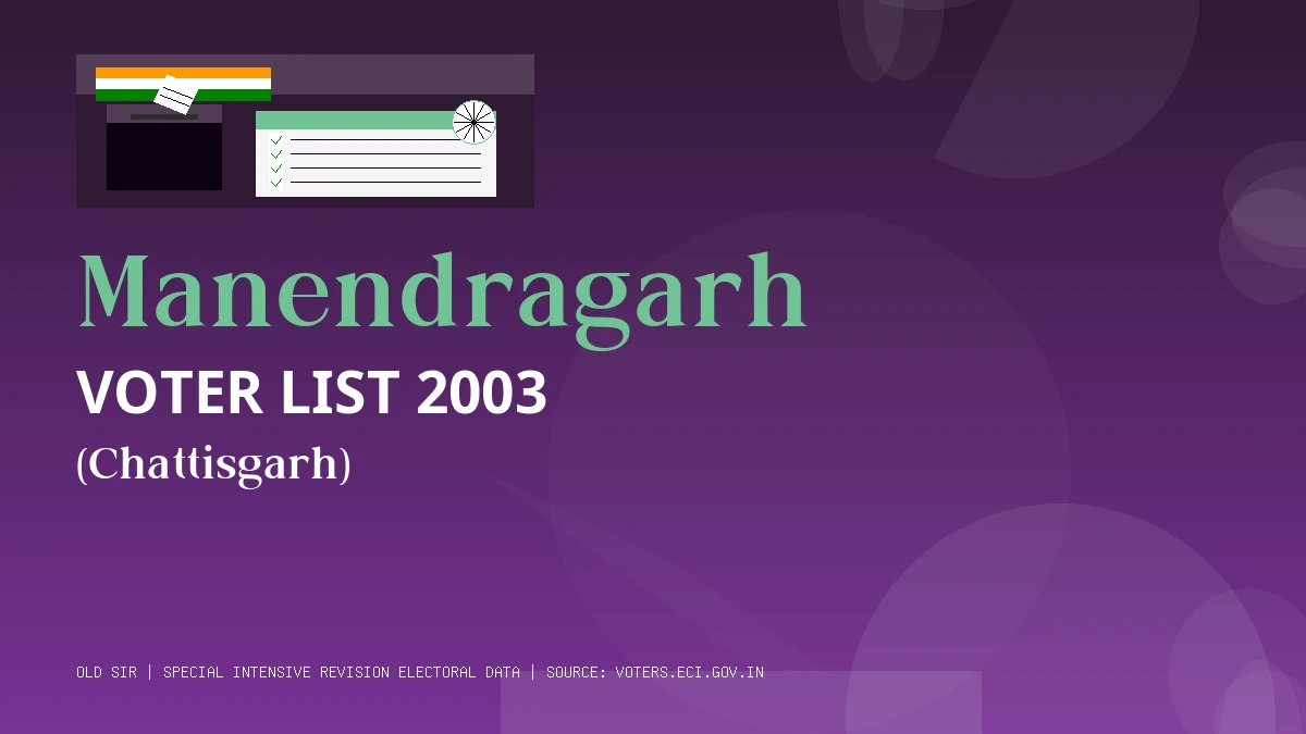 Manendragarh Voter List 2003 PDF Download Chattisgarh