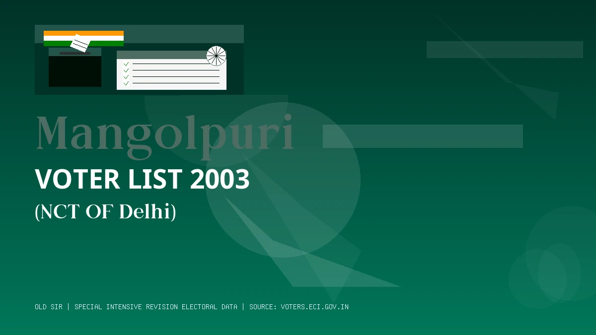 Mangolpuri Voter List 2003 PDF Download NCT OF Delhi