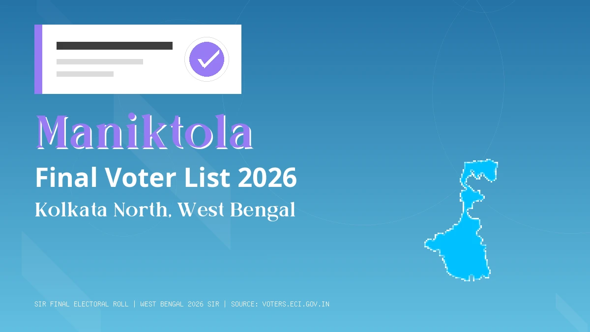 Maniktola Final Voter List 2026 West Bengal