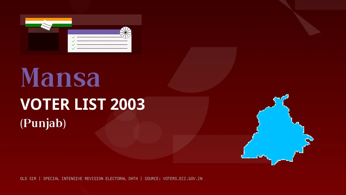 Mansa Voter List 2003 PDF Download Punjab