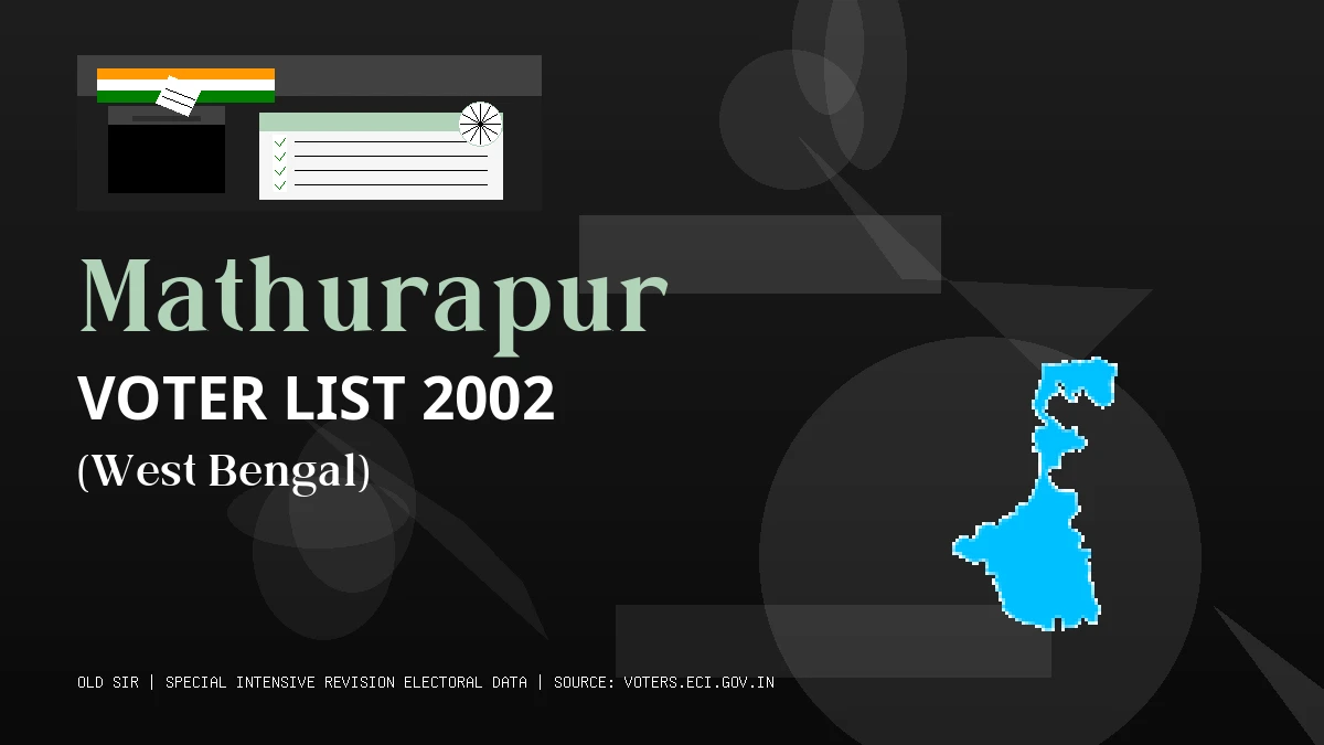 Mathurapur Voter List 2002 PDF Download West Bengal
