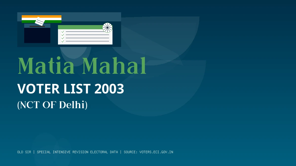 Matia Mahal Voter List 2003 PDF Download NCT OF Delhi