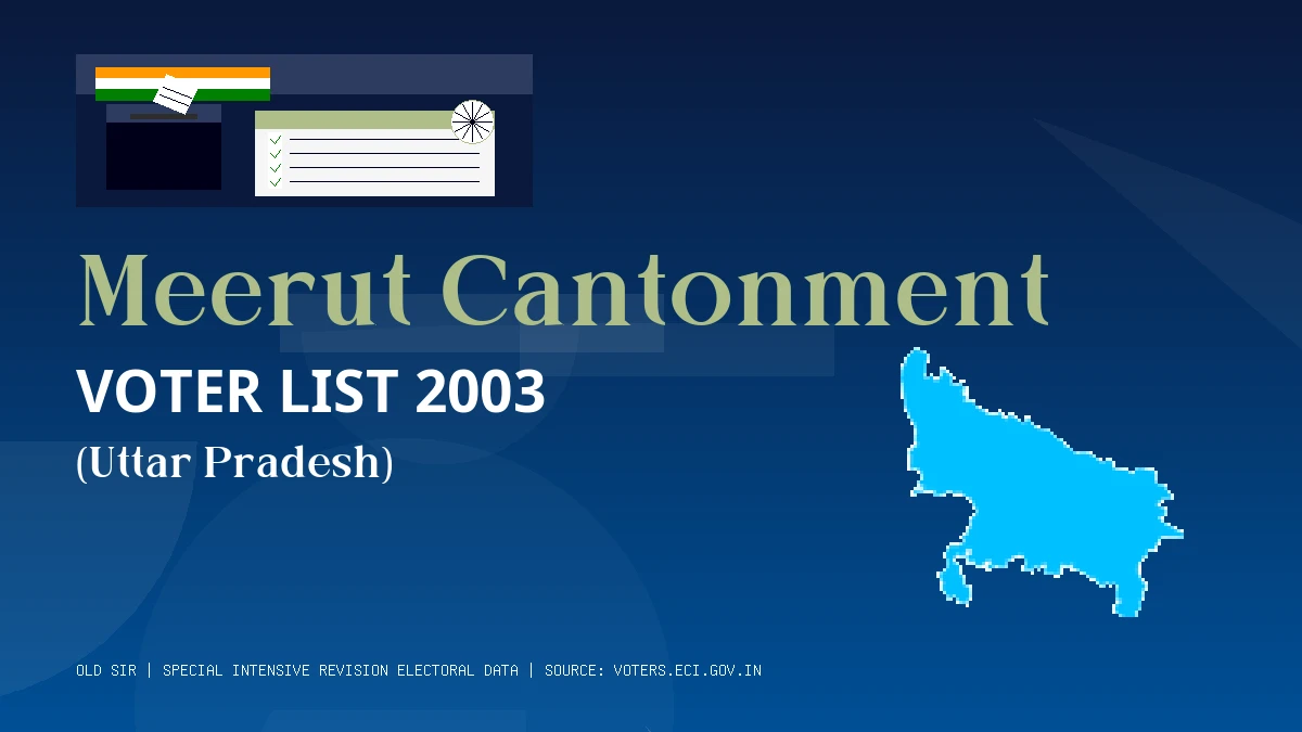 Meerut Cantonment Voter List 2003 PDF Download Uttar Pradesh
