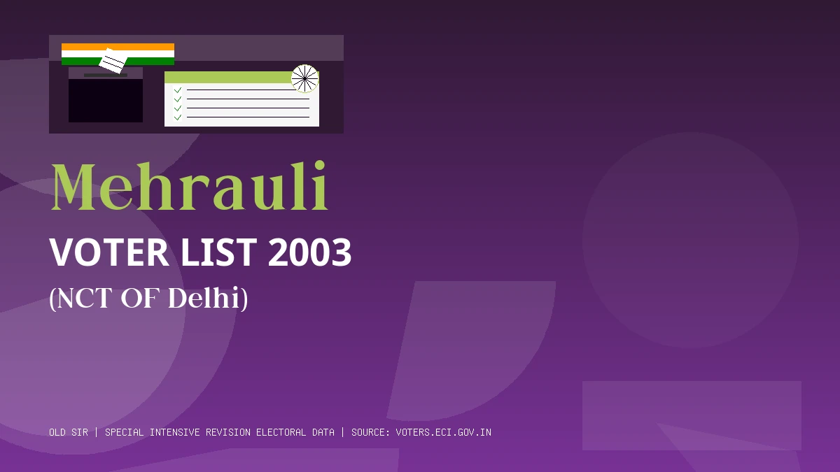 Mehrauli Voter List 2003 PDF Download NCT OF Delhi