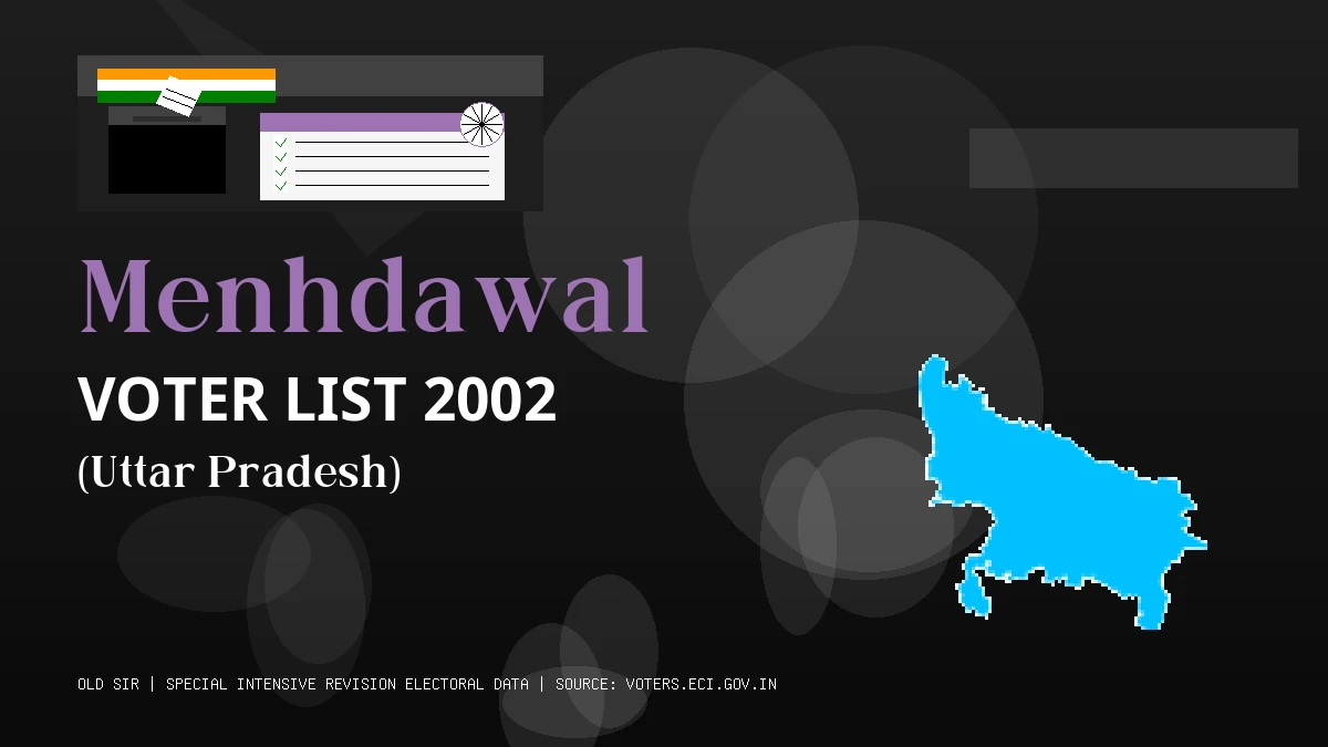 Menhdawal Voter List 2002 PDF Download Uttar Pradesh