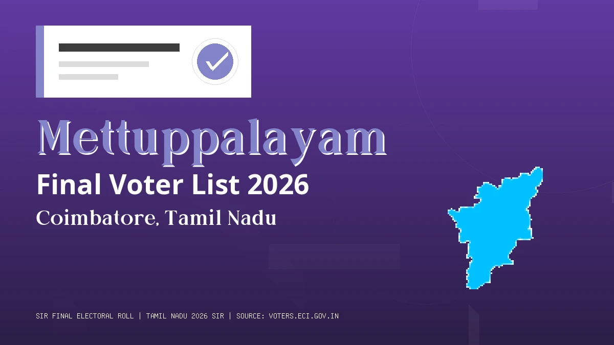 Mettuppalayam Final Voter List 2026 Tamil Nadu