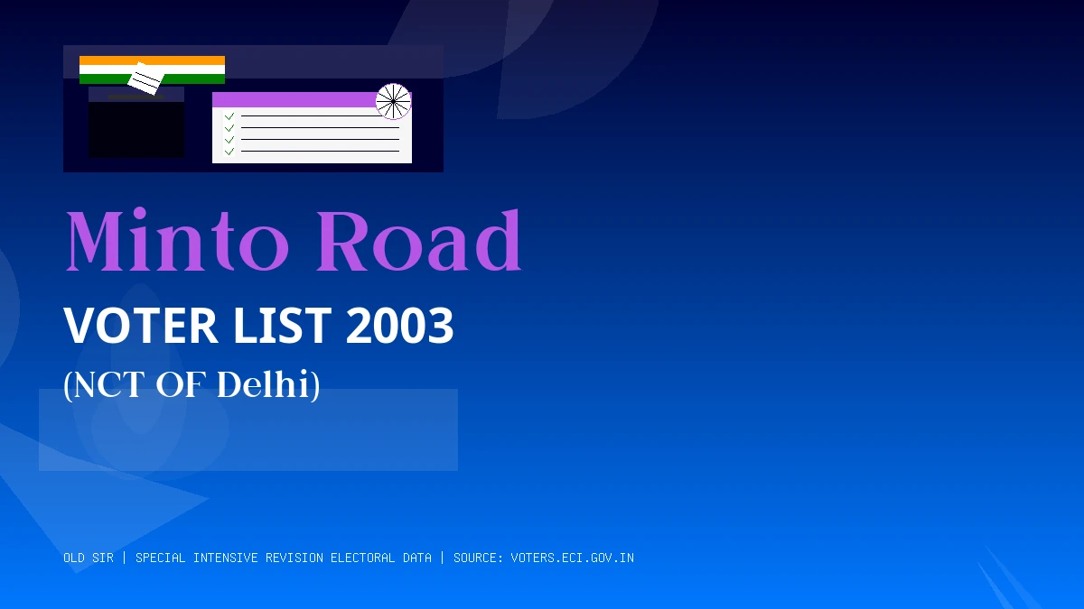 Minto Road Voter List 2003 PDF Download NCT OF Delhi