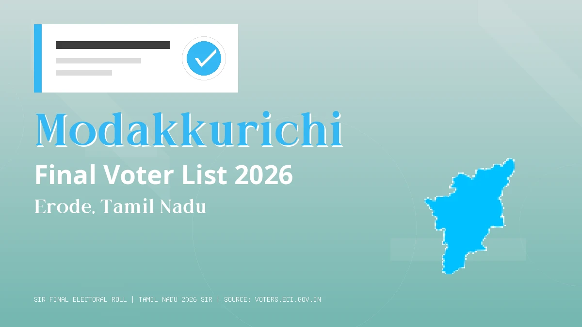 Modakkurichi Final Voter List 2026 Tamil Nadu