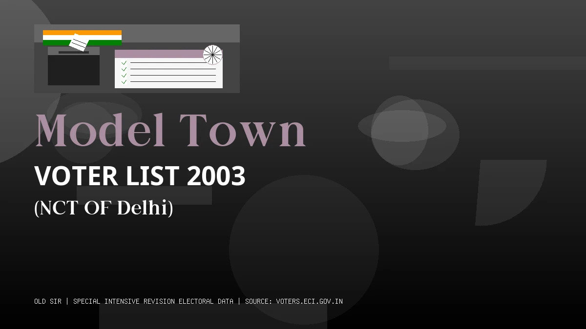 Model Town Voter List 2003 PDF Download NCT OF Delhi