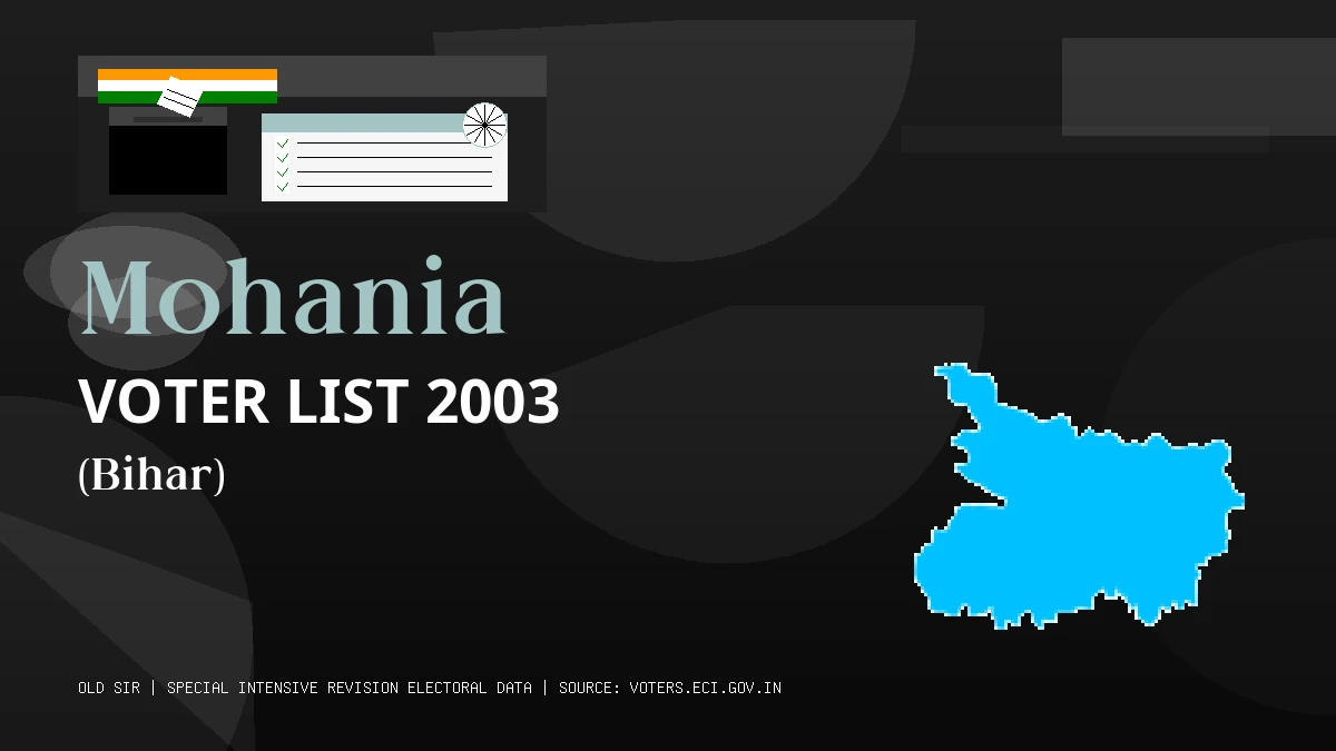 Mohania Voter List 2003 PDF Download Bihar