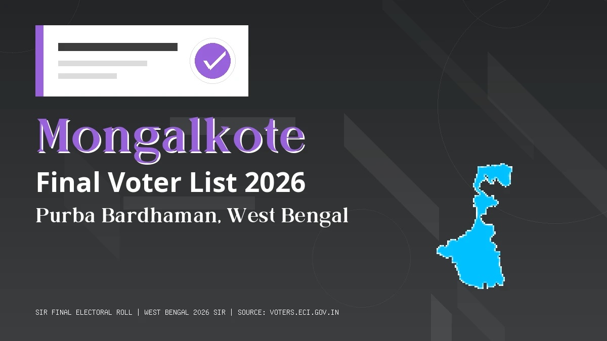 Mongalkote Final Voter List 2026 West Bengal
