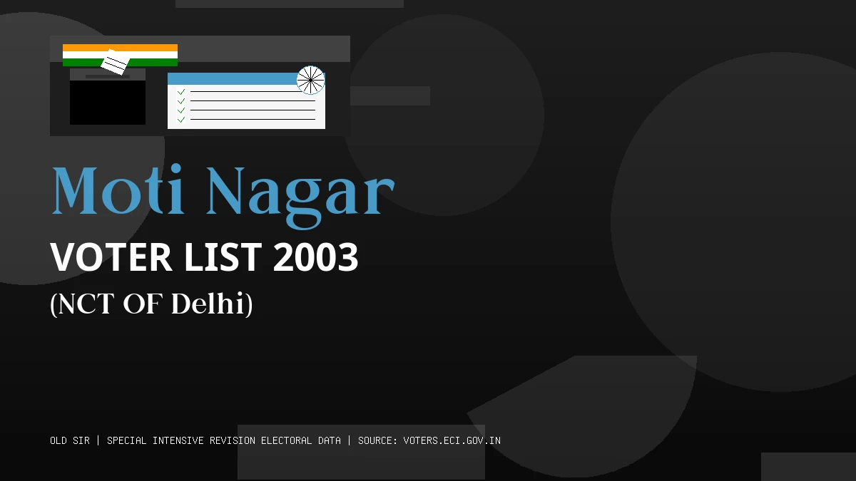 Moti Nagar Voter List 2003 PDF Download NCT OF Delhi
