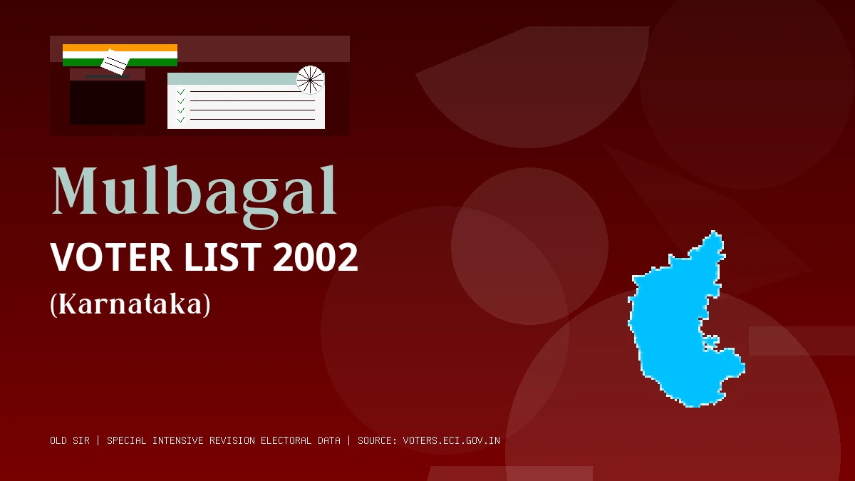Mulbagal Voter List 2002 PDF Download Karnataka