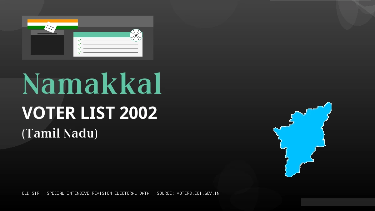Namakkal Voter List 2002 PDF Download Tamil Nadu
