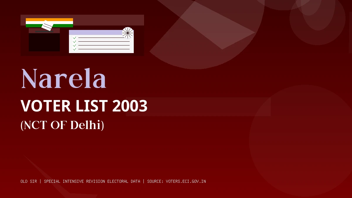 Narela Voter List 2003 PDF Download NCT OF Delhi
