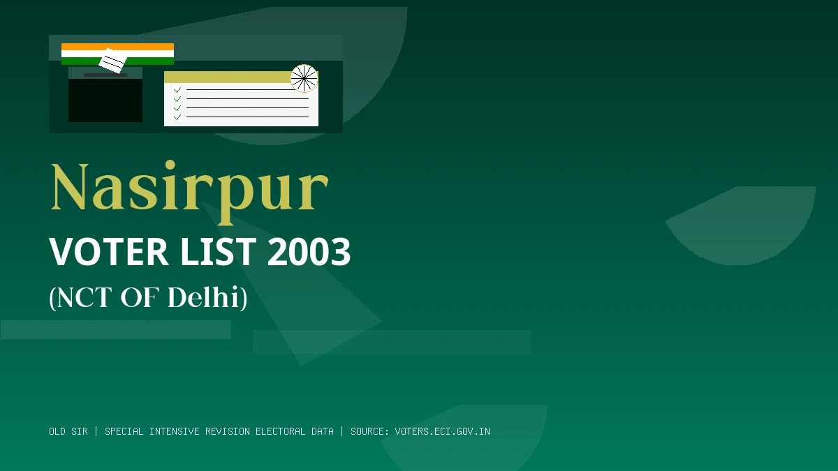 Nasirpur Voter List 2003 PDF Download NCT OF Delhi