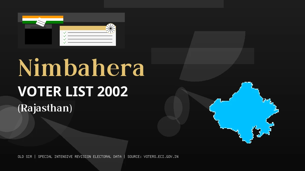 Nimbahera Voter List 2002 PDF Download Rajasthan