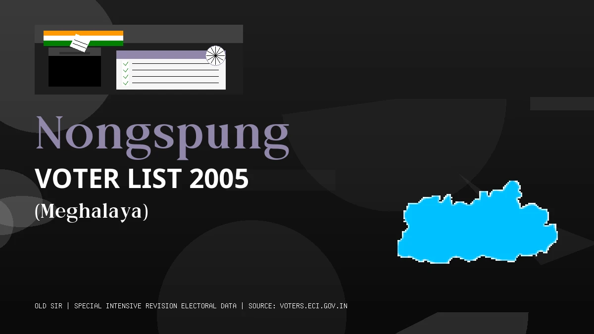 Nongspung Voter List 2005 PDF Download Meghalaya