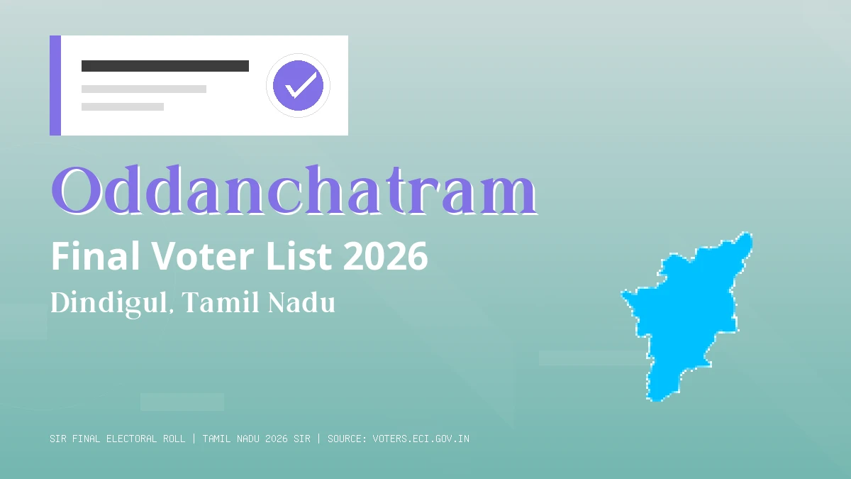Oddanchatram Final Voter List 2026 Tamil Nadu